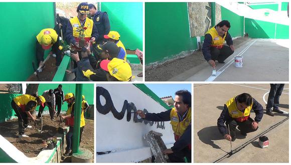 Alcalde de Huancayo limpia y pinta espacios deportivos 