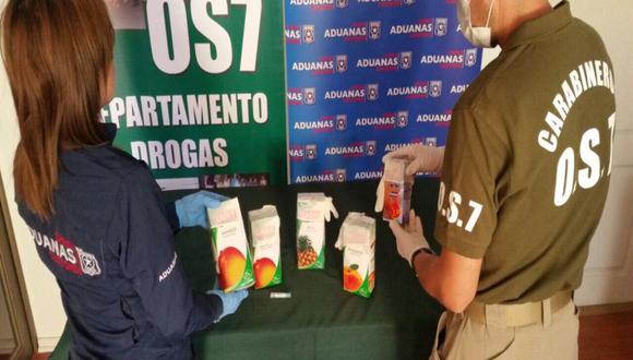 Caen dos peruanos cuando intentaban pasar cajas de jugos repletos de droga