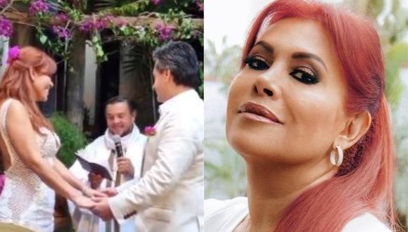 Magaly Medina y Alfredo Zambrano renovaron sus votos matrimoniales en exclusiva fiesta en Colombia. (Foto: Captura)