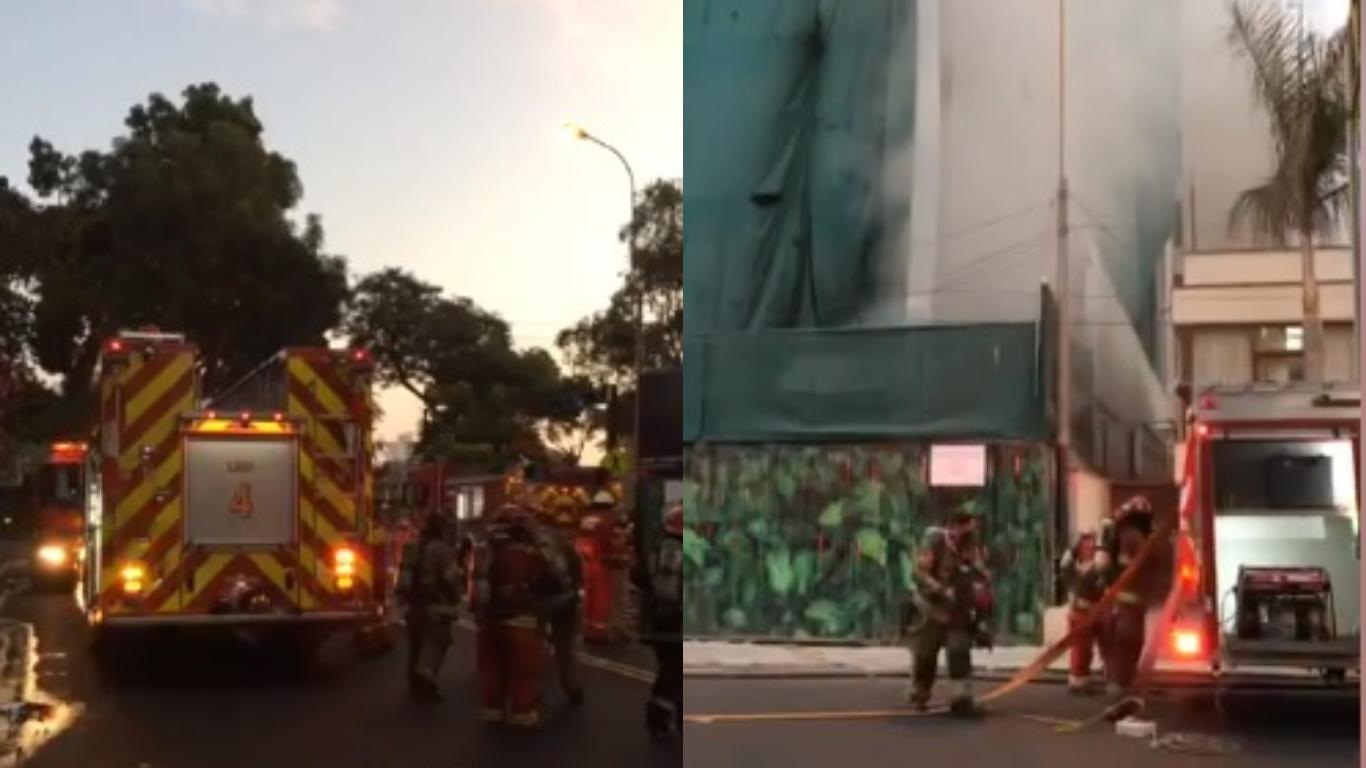 San Isidro: reportan incendio en sótano de un edificio (Foto: captura video Facebook Rafo Reyes)