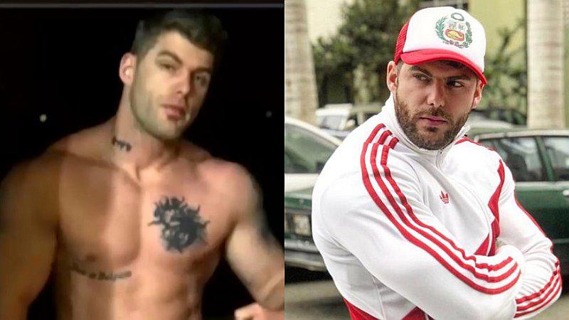 Greg Michel causa polémica al posar desnudo y taparse con gorra con diseño del escudo del Perú 