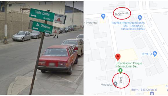 Internautas peruanos descubren cruce de la calle Delta y la avenida Ómicron en el Callao. (Fotos: Google Maps)