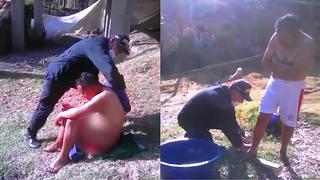 Policía asea y viste a persona enferma a fin de llevarla al banco a que cobre su bono en Cusco (VIDEO)