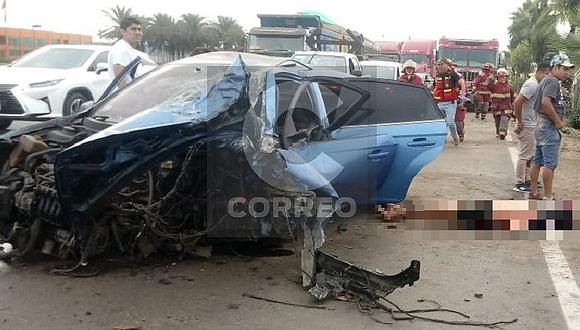 Lurín: Un muerto y tres heridos dejó despiste de auto en Panamericana Sur (FOTOS Y VIDEO) 
