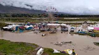 Lluvia en Huancayo provoca desborde de río Mantaro e inunda vivienda y complejo recreacional (VIDEO)