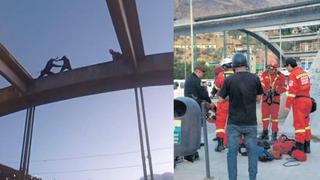 Policía salva a joven que intentó saltar de puente Señor de Burgos en Huánuco (VIDEO)