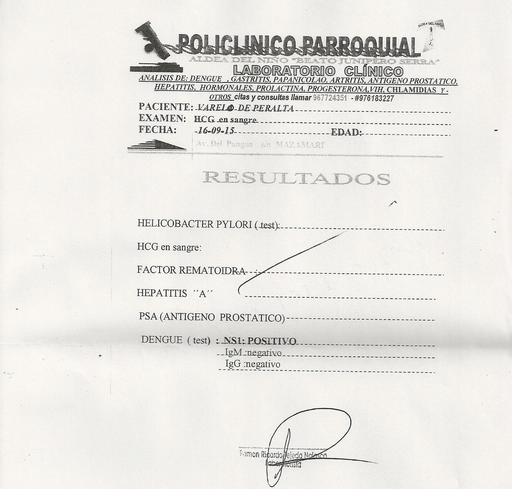Descartan dengue en mujer que sí padecía dicha  enfermedad 