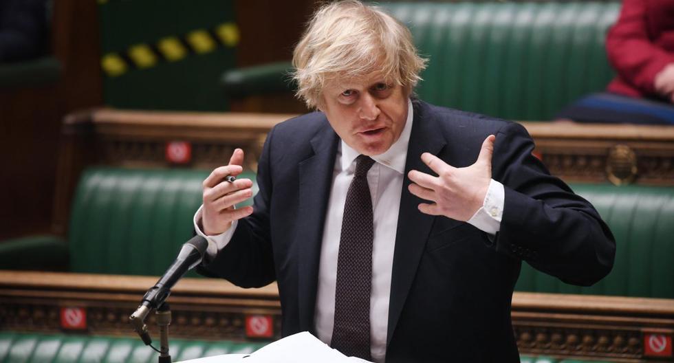 Imagen muestra al primer ministro británico Boris Johnson durante una intervención en la Cámara de los Comunes en Londres, Reino Unido, el 17 de marzo de 2021. (EFE/EPA/JESSICA TAYLOR).