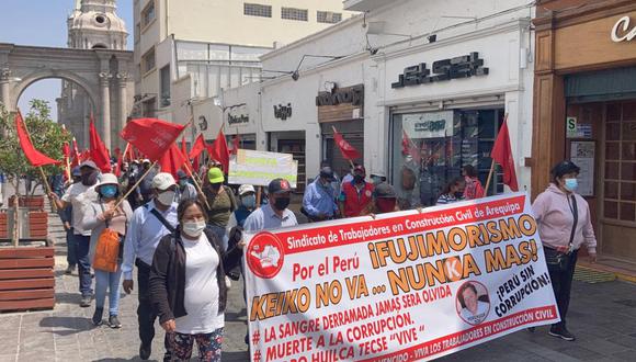 Obreros de Construcción Civil salen a rechazar el indulto a Alberto Fujimori| Foto: Soledad Morales