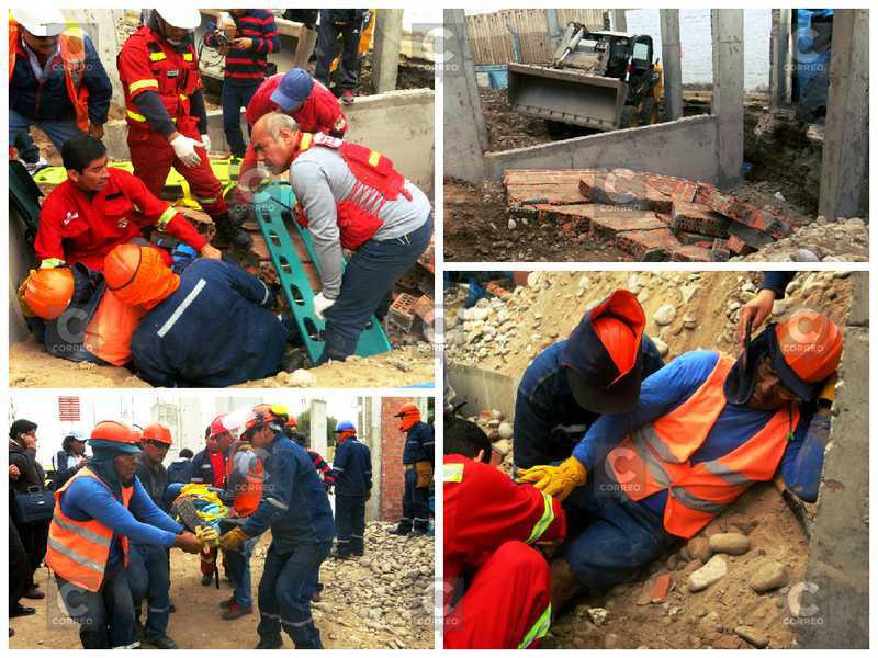 Derrumbe atrapa a dos obreros y bomberos los rescataron