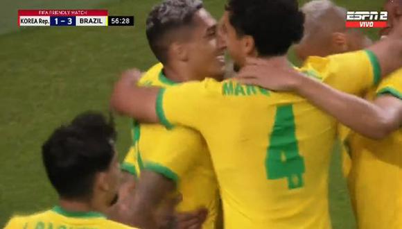 Gol de Neymar para el 3-1 del Brasil vs. Corea del Sur en amistoso a Qatar 2022. (Foto: ESPN)