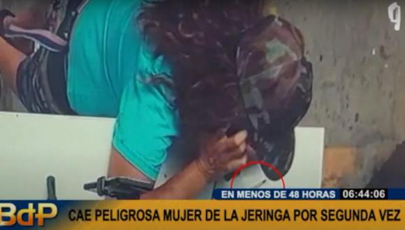 Cae peligrosa mujer de la jeringa por segunda vez. Foto: Buenos Días Perú