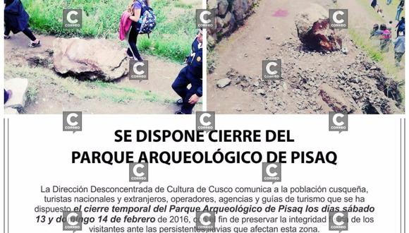 Cusco: Cierran Parque Arqueológico de Pisac tras muerte de turista
