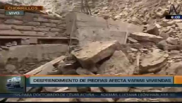 ​Chorrillos: Desprendimiento de rocas afecta varias viviendas