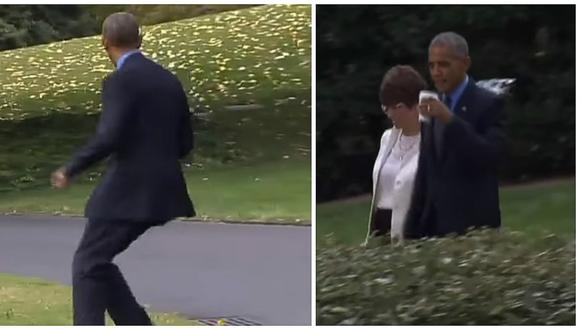 Barack Obama olvida su celular y regresa corriendo (VIDEOS)