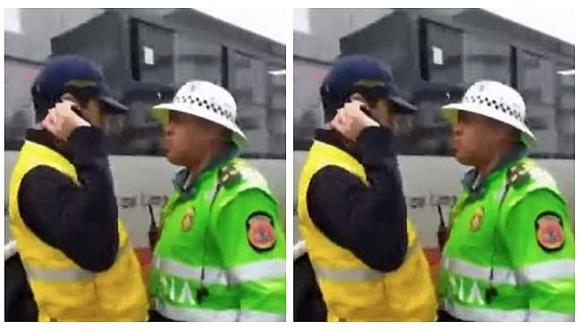 Inspectoría PNP investiga a policía que escupió a inspector de tránsito (VIDEO)