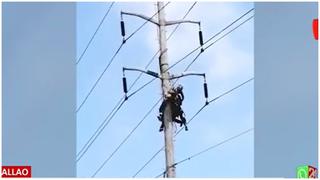 Callao: obrero recibió fuerte descarga eléctrica de un poste de alta tensión (VIDEO)