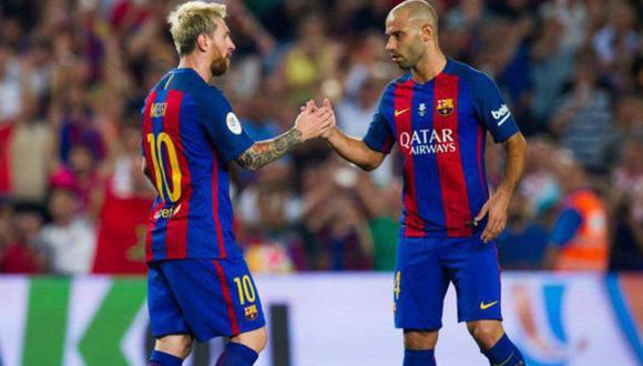 Javier Mascherano desea a Lionel Messi por más tiempo en Barcelona. (Foto: EFE)