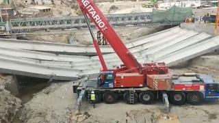 Estructuras del puente Lurín se desploman en plena instalación y 2 obreros resultan heridos