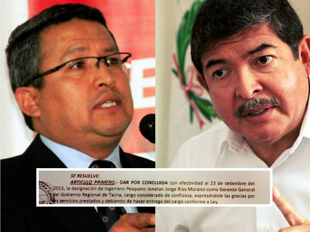 Jonatan Ríos dejó de ser gerente general del Gobierno Regional de Tacna