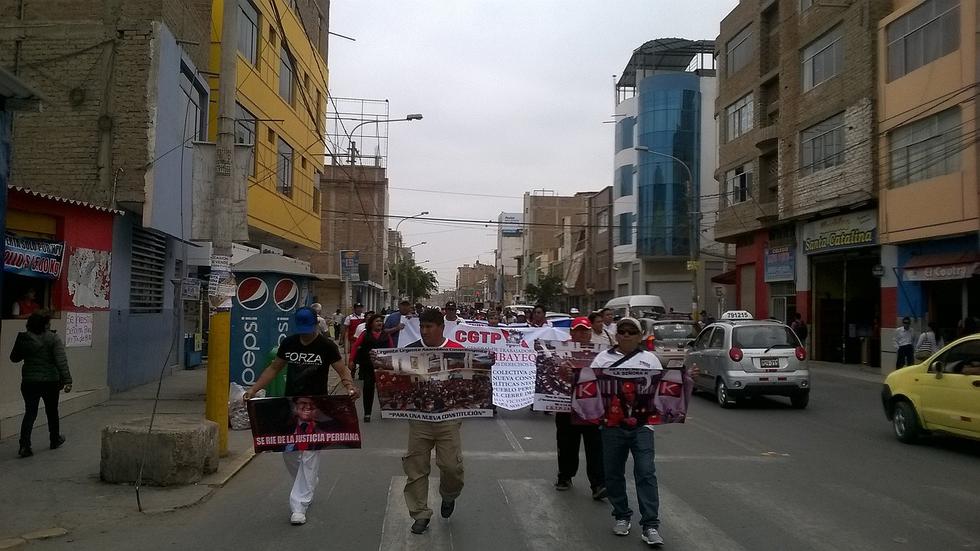 Agremiados a la CGTP realizan marcha contra decretos legislativos 