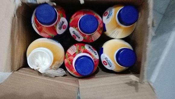 Huanuqueño llevaba droga a Tacna en botellas de yogurt Gloria.
