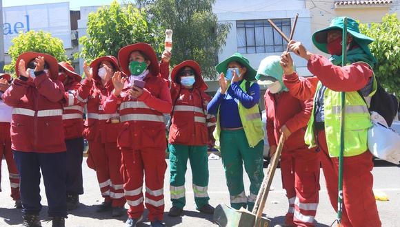 Los obreros de limpieza de la Municipalidad Provincial de Arequipa  suspendieron desde horas de la mañana el recojo de residuos de Cercado. (Foto: Eduardo Barreda)