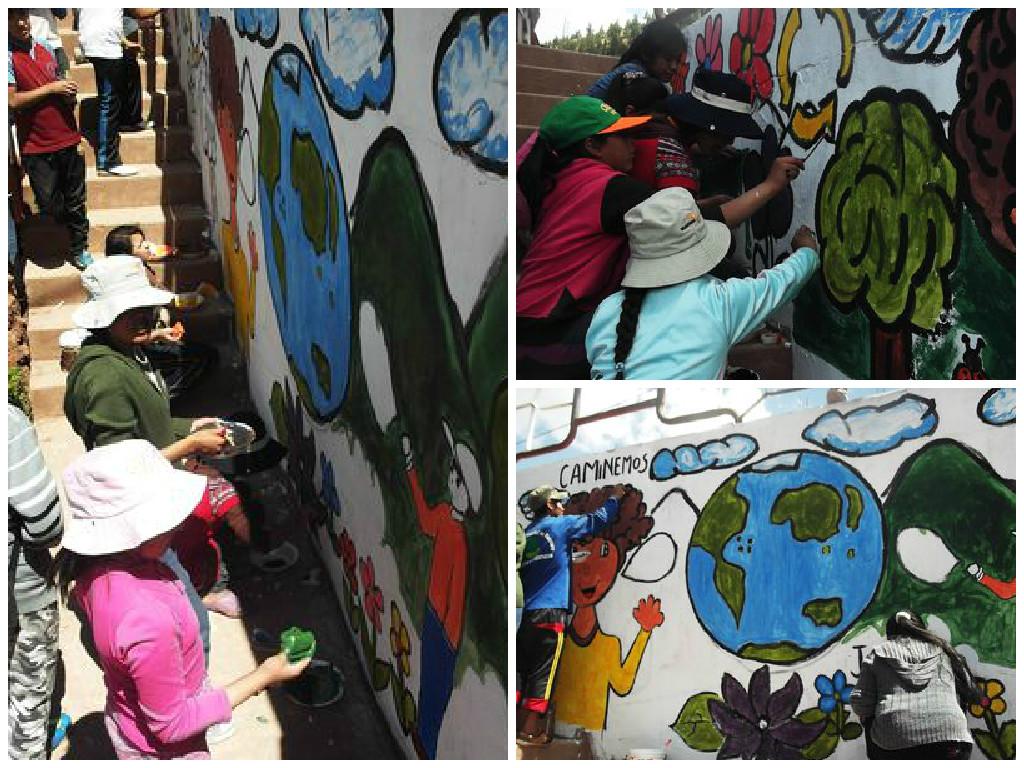 Cusco: Niños y jóvenes de la margen derecha pintan mural alusivo al medio ambiente 
