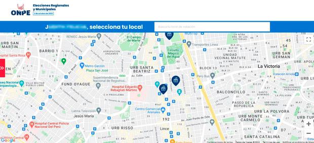 The map to locate your address and places to vote (Photo: ONPE)