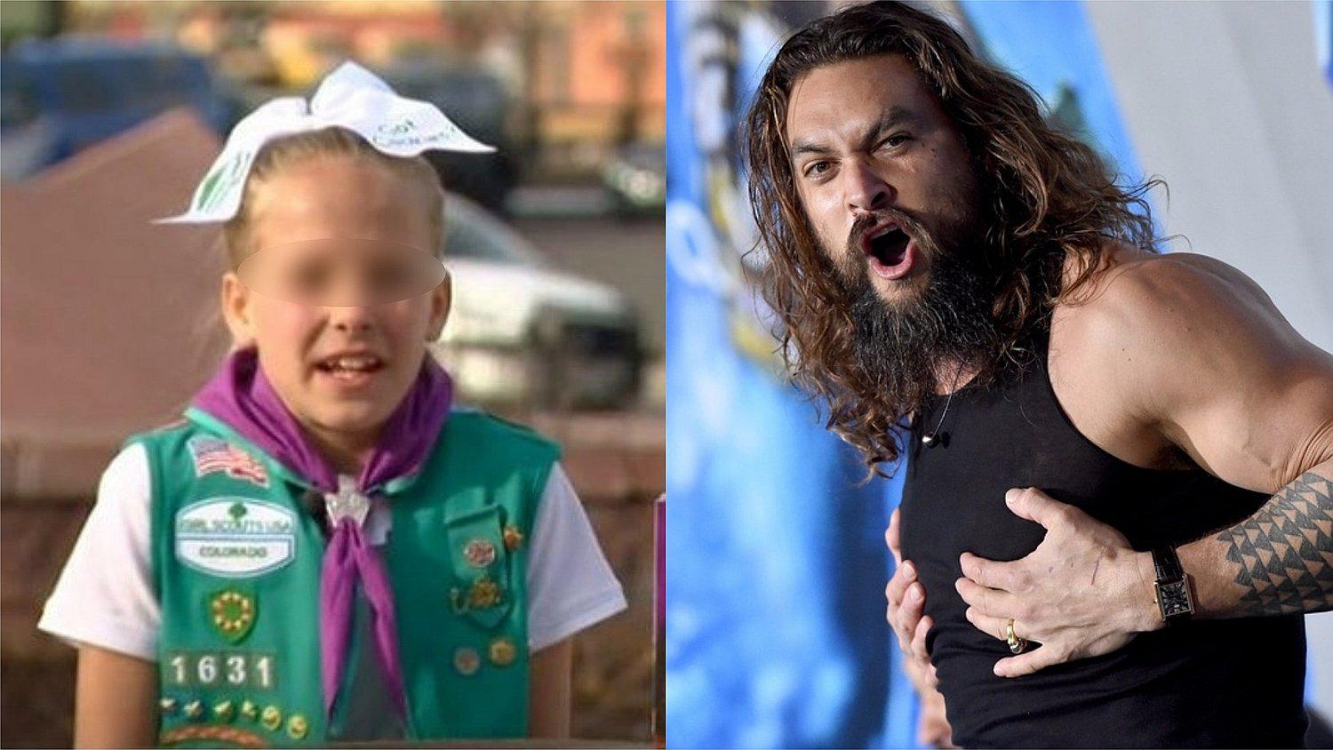 Niña utiliza fotos de Jason Momoa sin camisa para vender sus galletas de scout (FOTOS)