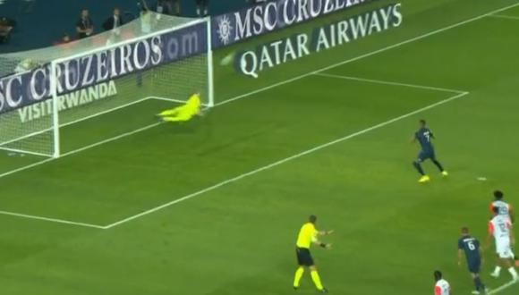 Omlin le apagó el grito de gol de Mbappé en el PSG vs. Montpellier. Foto: Captura de pantalla de ESPN.