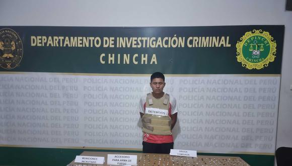 Chincha: Capturan a sujeto con municiones calibre 9 mm y ketes con droga