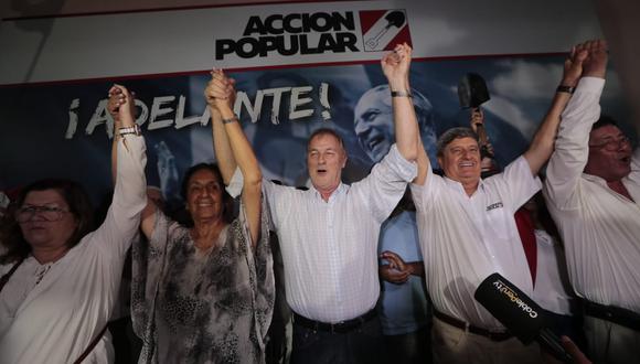 Así celebró Acción Popular los primeros resultados de las Elecciones 2020. (Foto: Hugo Perez / GEC)