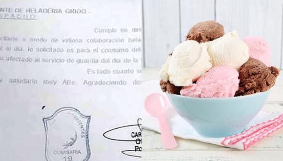 Policía pidió por escrito que le regalen un kilo de helado por día