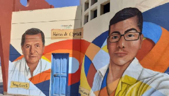 Los médicos retratados en los murales son Jhony Cano Suarez y Marvin Cuencas.