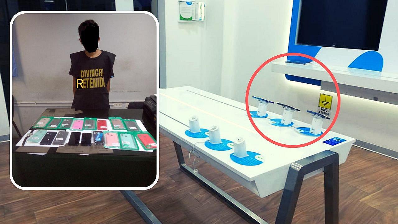 Delincuentes roban en tienda de celulares pero no se llevan todos los equipos exhibidos