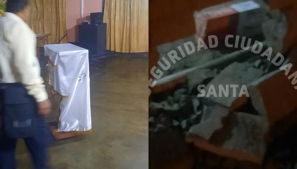 Pastor evangélico denunció que facinerosos se llevaron equipos de sonido de templo en distrito de Santa. (Foto: Seguridad Ciudadana Santa)