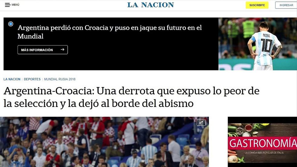 Así informaron los diarios argentinos sobre la goleada de su país ante Croacia