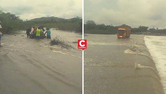 Ocupantes de una camioneta se salvan de morir tras caer a una quebrada en Piura (VIDEO)