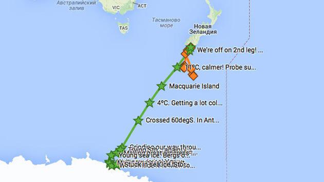 Barco queda atrapado en el hielo de la Antártida durante Navidad