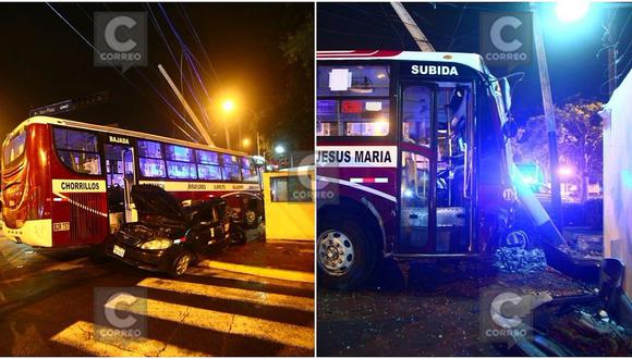 Aparatoso choque de taxi con bus dejó cinco heridos en San Isidro (FOTOS Y VIDEO)