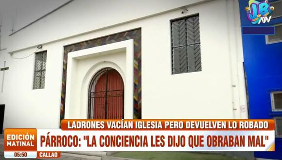Hampones robaron equipos de parroquia de Márquez en el Callao, pero luego devolvieron todo. (Captura: ATV Noticias)