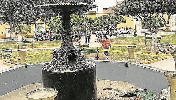 Vándalos destruyen pileta del parque de la ciudad Ferreñafe 