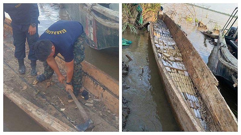Incautan una tonelada de estupefaciente en río Napo (FOTOS)