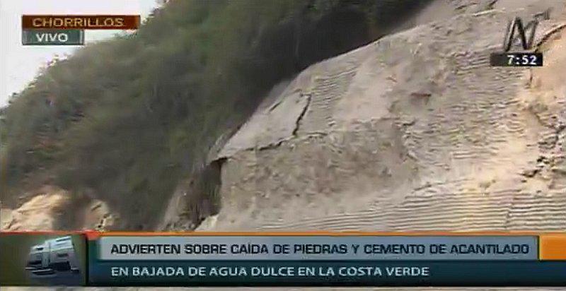 ​Chorrillos: Advierten sobre caída de piedras del acantilado en la Costa Verde