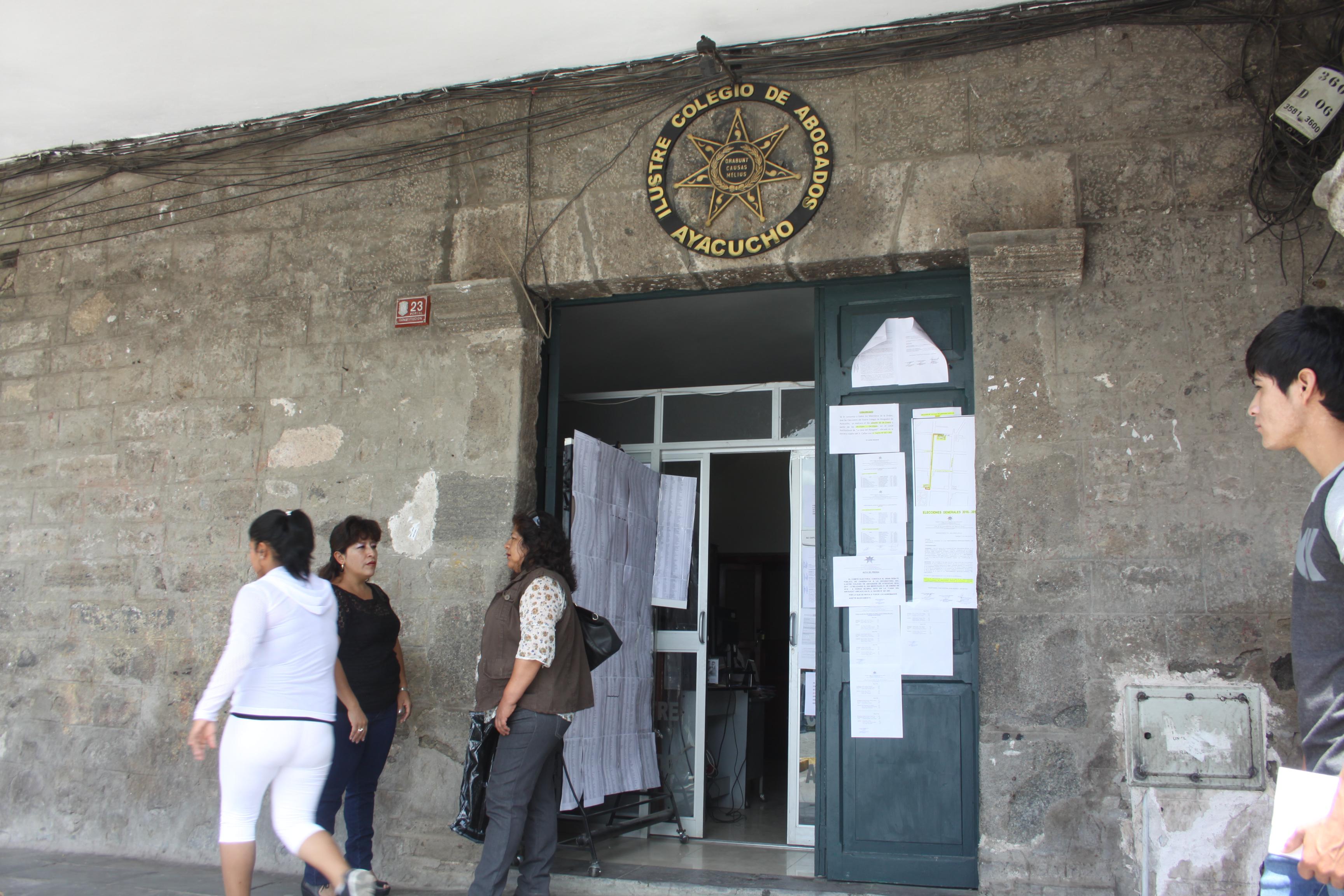 Alrededor de mil 600 abogados elegirán mañana al nuevo decano del Colegio de Abogados de Ayacucho