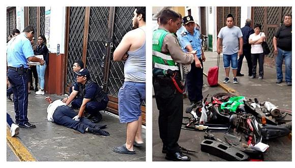 Policía se fractura la pierna tras un aparatoso accidente en Trujillo