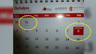 Tacna: Polémico calendario sostiene que el 8 de octubre se "celebra la Batalla de Angamos"