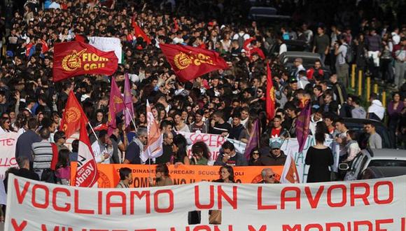 Cien manifestaciones en Italia por jornada de protestas en Europa