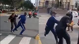 Extranjero golpea a un policía en exteriores de la Embajada de Venezuela (VIDEOS)